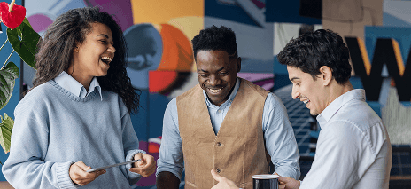 BlueBow team collaborating in a modern office
